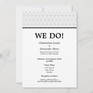 Convite Estilo Art Déco Elegante Preto e Branco