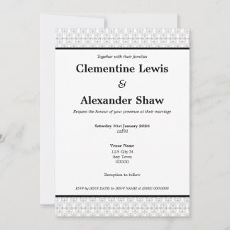 Convite Estilo Art Déco Elegante Preto e Branco