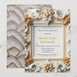 Convite Estilo Barroco Dourado Bridesmaids Brancas Lunchei