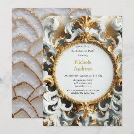 Convite Estilo Barroco Festa de solteira Dourada