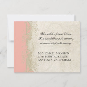 Convite Estilo Barroco Rosa Salmão em Cream Lace