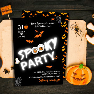 Convite Estilo Brilhante Escuro Morcegos fantasmas Hallowe