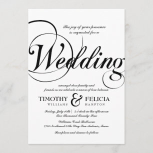 Convite Estilo clássico Casamento preto e branco