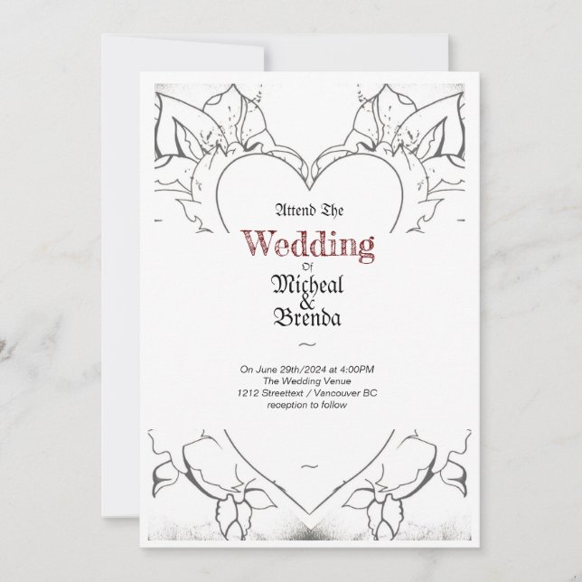 Convite Estilo de Arte Tatoide Branco (Frente)