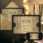 Convite Estilo de Bilhete do ouro 50ª Festa de Aniversário<br><div class="desc">COLOR PALETTE: COLEÇÃO DESIGN de preto e ouro: 50º aniversário, Ouro de Casamento para seus avós ou pais ao alcançar seu marco final. Este moderno estilo de Hollywood, elegante convite de festas de folga de cinema é perfeito para celebrar 50 anos de amor! O layout do estilo de tipografia é...</div>