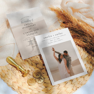 Convite Estilo de Boho Moderno Casamento de Fotos Simples