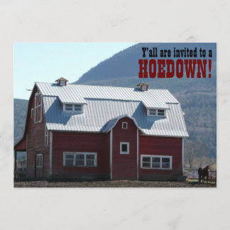 Convite Estilo de Campo Vermelho Antigo do Barn Hoedown Ba