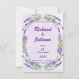 Convite estilo de casamento com lavanda francesa