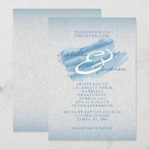 Convite Estilo de Casamento de Cor Azul Moderno