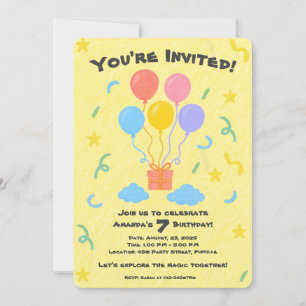 Convite Estilo de Crayon Editável - Balão Bash Birthday