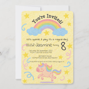 Convite Estilo de Crayon Editável - Unicorn Dream Sparkle
