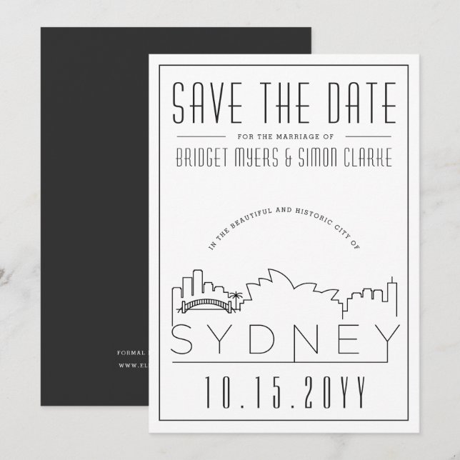 Convite Estilo de Decoração de Casamento de Sydney na Linh (Frente/Verso)