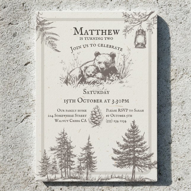 Convite Estilo de Livro Infantil Antigo Animais da Florest (Criador carregado)