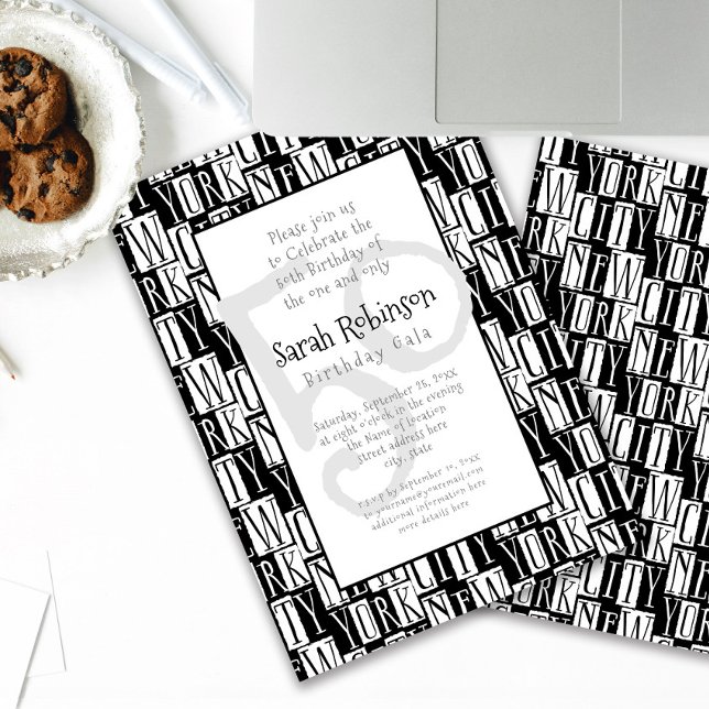 Convite Estilo de Manhattan Festa de aniversário 50 (Criador carregado)
