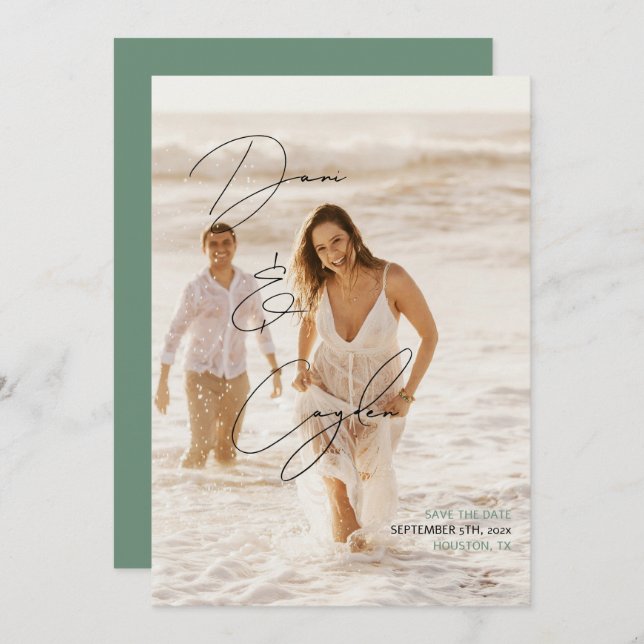 Convite Estilo de Manuscrito De Chic Casual Salvar A Data (Frente/Verso)