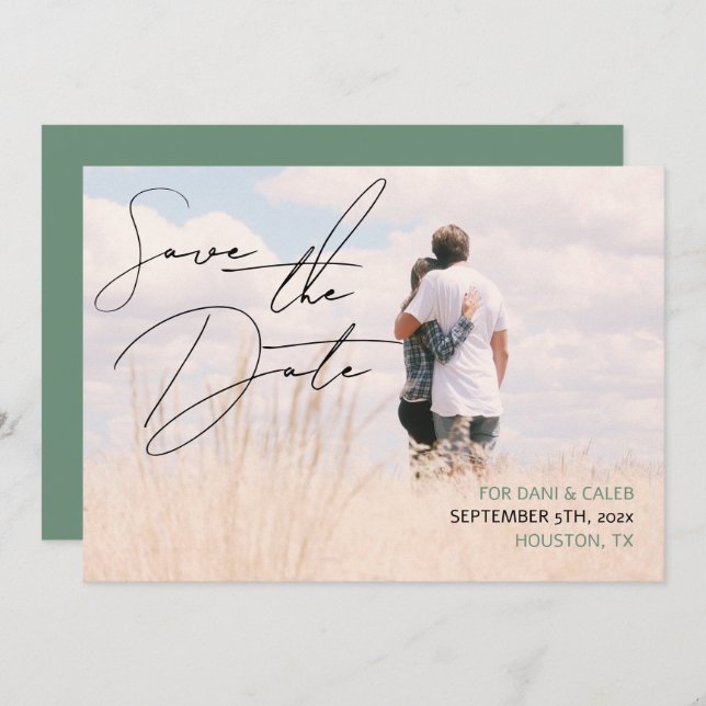 Convite Estilo de Manuscrito De Chic Casual Salvar A Data (Frente/Verso)