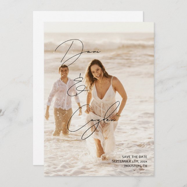 Convite Estilo de Manuscrito De Chic Casual Salvar O Cartã (Frente/Verso)