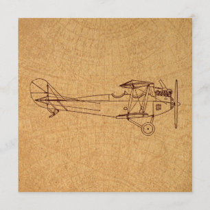 Convite Estilo de Mapa da Aviação Clássica Retroativa d