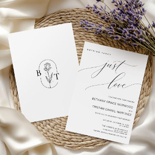 Convite Estilo de Monograma Floral de Casamento Minimalist