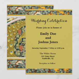 Convite Estilo de Nouveau de Arte Arredondada de Peacock