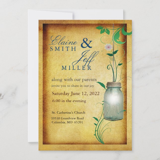Convite Estilo de País Mason Jar com talento (Frente)