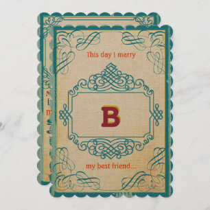 Convite Estilo de poster vintage Aqua Orange Cranberry Ama