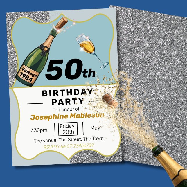 Convite estilo de safra da festa de aniversário 50 (Criador carregado)