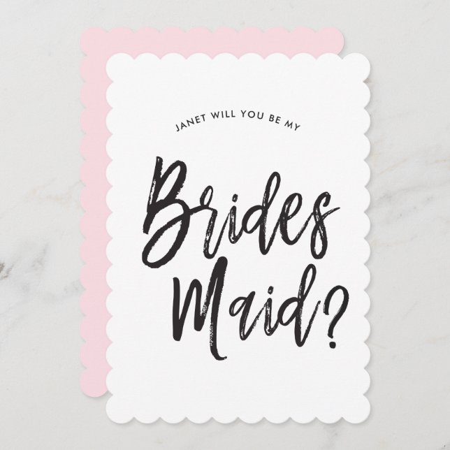 Convite Estilo de Script de Solicitação de Bridesmaids Per (Frente/Verso)