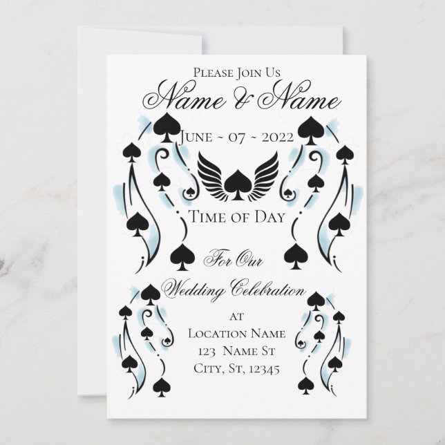 Convite Estilo de Tatuagem de Espadas Pretas Bonafiadas Th (Frente)