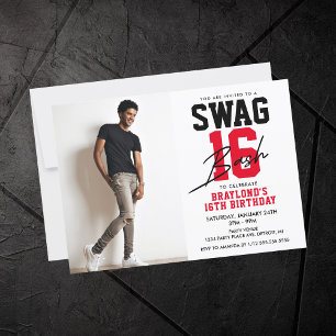 Convite Estilo de Varsidade Swag 16 Aniversário