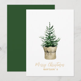 Convite Estilo de ventre da Árvore de Natal com Aquarela