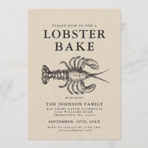 Convite Estilo de Vintage de Assar de Lagosta Mínimo Convi