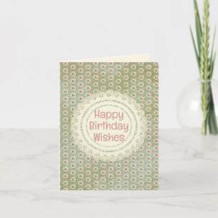 Convite Estilo de Vintagem Desvanecido Rosa Doily Green Da
