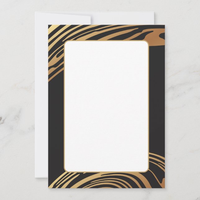 Convite Estilo elegante preto e dourado - vazio (Frente)