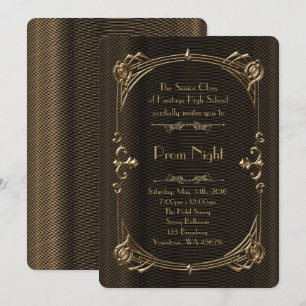 Convite estilo Império da Noite Baile de formatura, ouro 