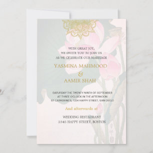 Convite Estilo Indígena de Casamento Rosa Água DouradaLi