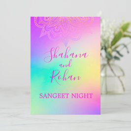 Convite Estilo Indígena Sangeet Colorida Elegante