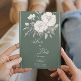 Convite Estilo Indigo Rosas Brancas Salvem a Data