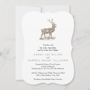 Convite Estilo Letterpress do Buck Mule Deer