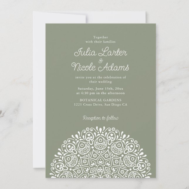 Convite Estilo Mandala de Casamento Clássico Ornamentado A (Frente)
