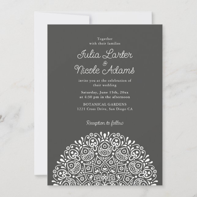 Convite Estilo Mandala de Casamento Clássico Ornamentado A (Frente)