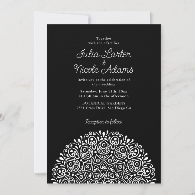 Convite Estilo Mandala de Casamento Clássico Ornamentado A (Frente)