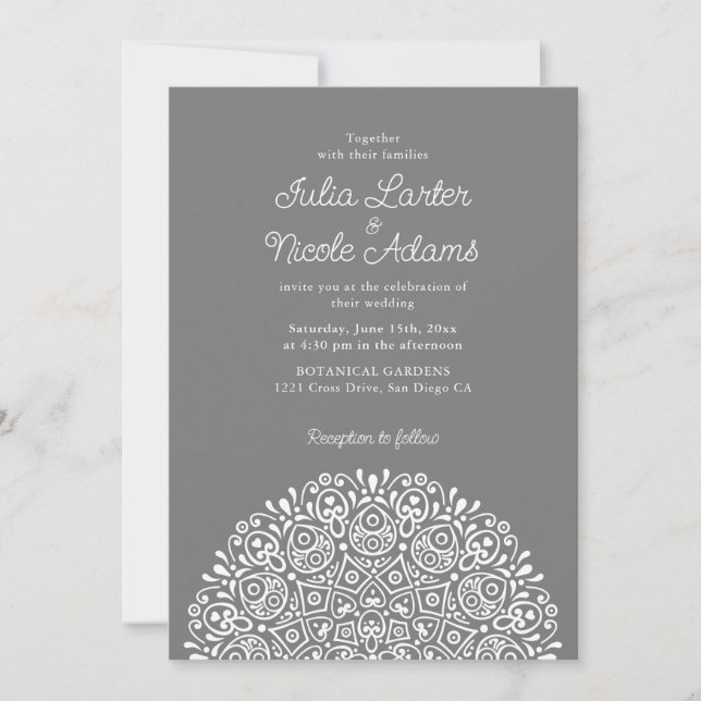 Convite Estilo Mandala de Casamento Clássico Ornamentado A (Frente)