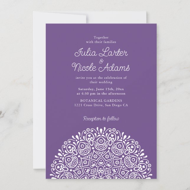 Convite Estilo Mandala de Casamento Clássico Ornamentado A (Frente)