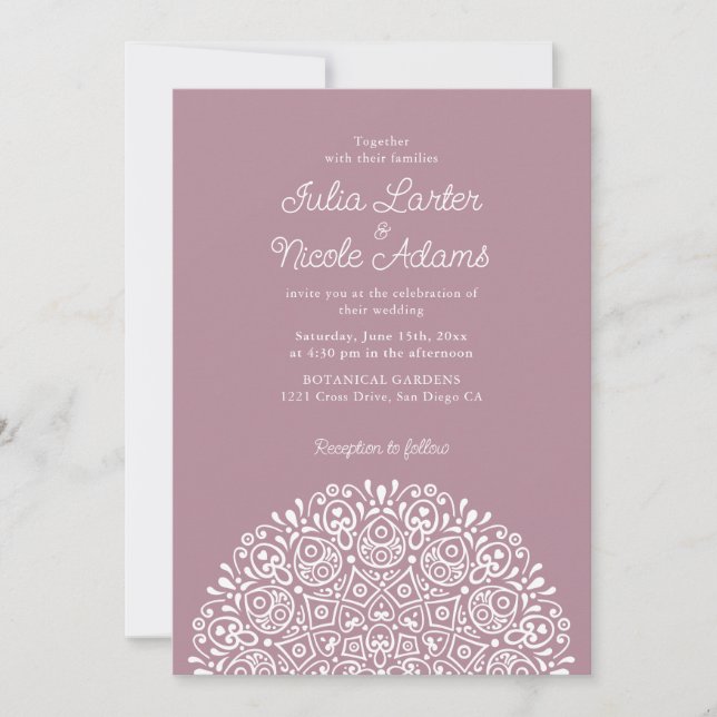 Convite Estilo Mandala de Casamento Clássico Ornamentado A (Frente)