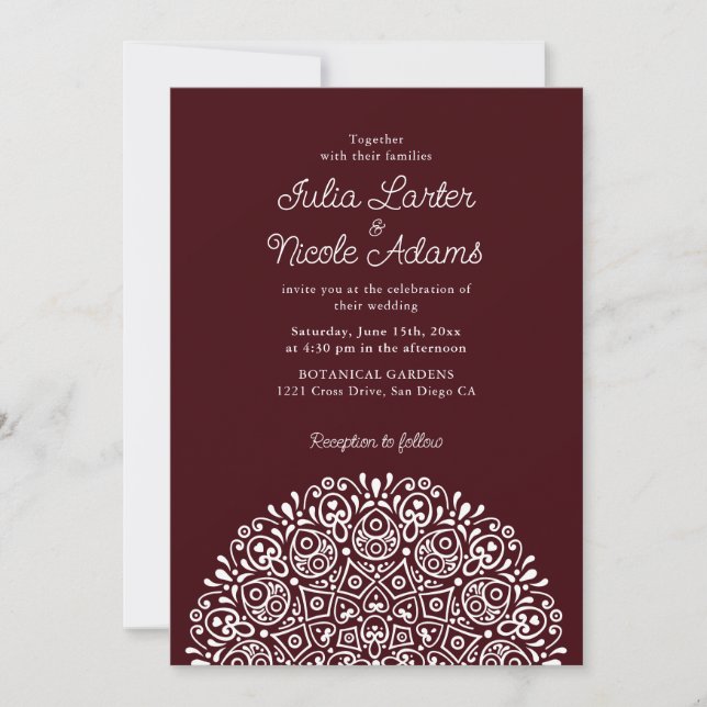 Convite Estilo Mandala de Casamento Clássico Ornamentado A (Frente)