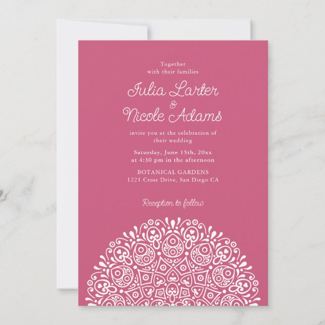 Convite Estilo Mandala de Casamento Clássico Ornamentado A (Frente)