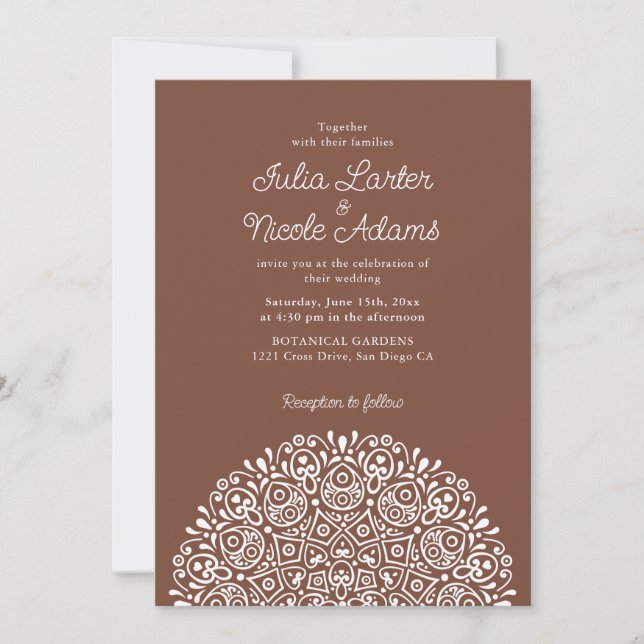 Convite Estilo Mandala de Casamento Clássico Ornamentado A (Frente)