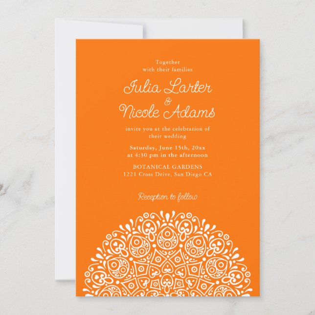 Convite Estilo Mandala de Casamento Clássico Ornamentado A (Frente)