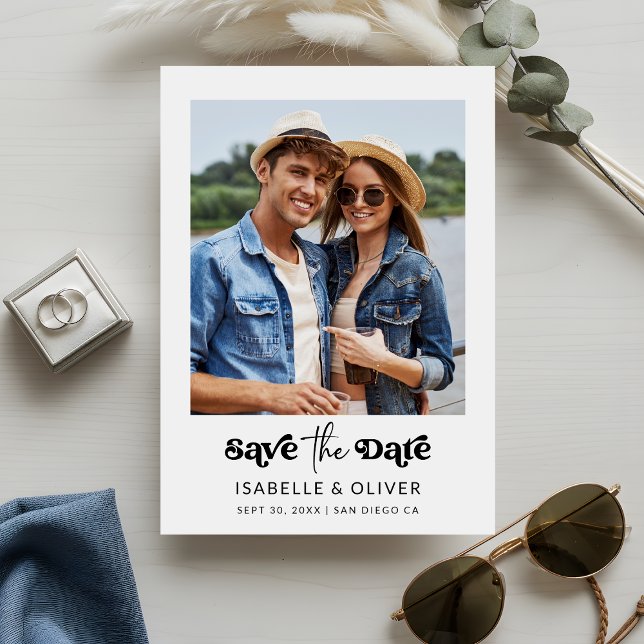 Convite Estilo Minimalista Um Foto Salvar Data (Minimalist Style One Photo Save The Date Invitation)